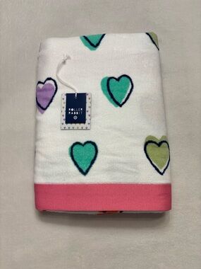 💗🐰Roller Rabbit x Target Disco Hearts Wave Beach Towel White/Pink NWT